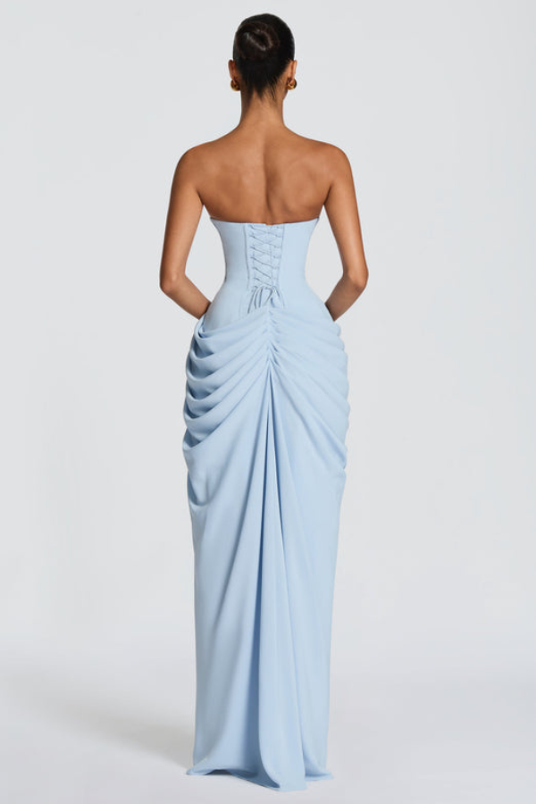 Alessia | Women's Ruched Strapless High-Slit Maxi Hens Party Dress