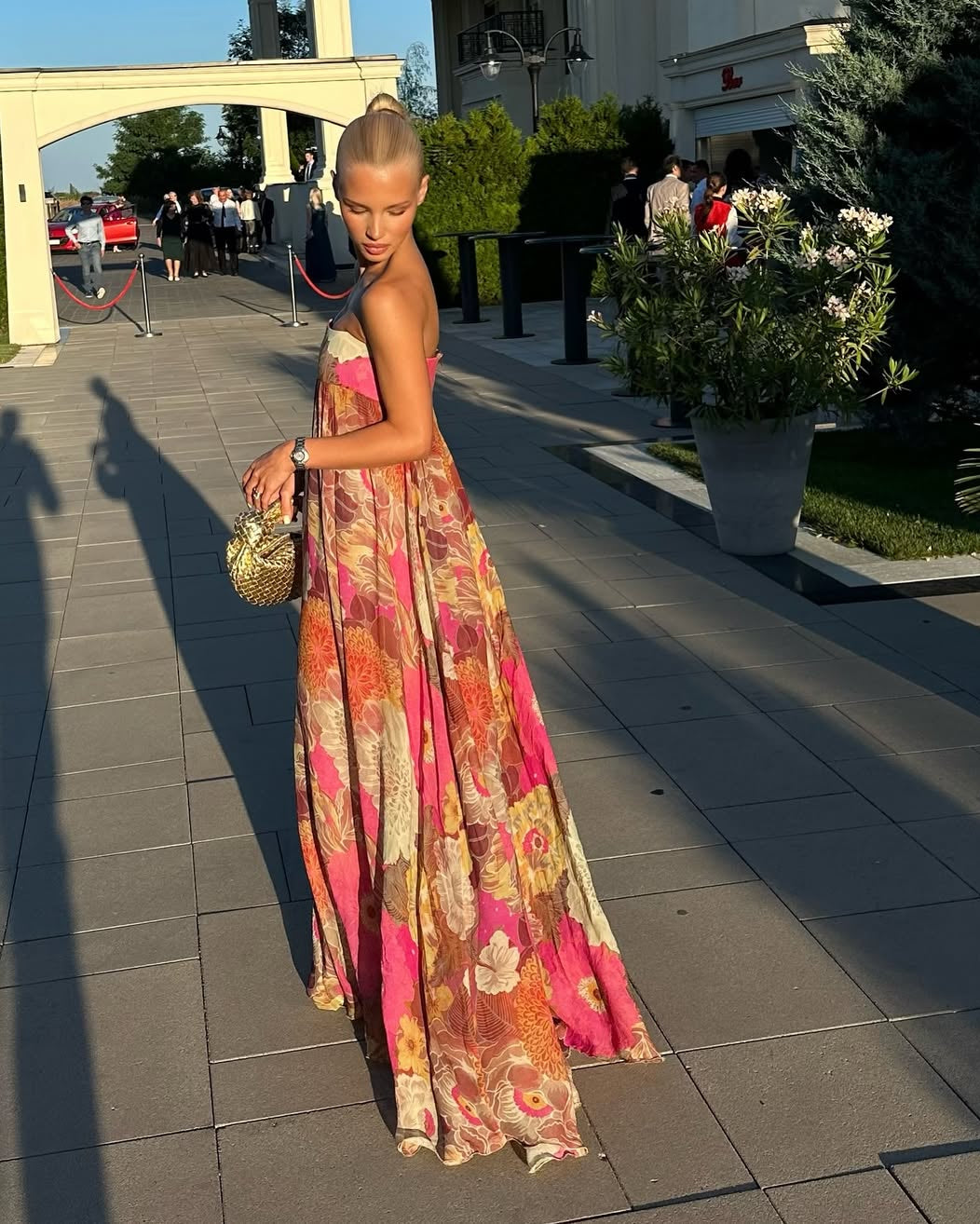 Amaris | Women's Floral Strapless Empire-Waist Maxi Wedding Guest Dress