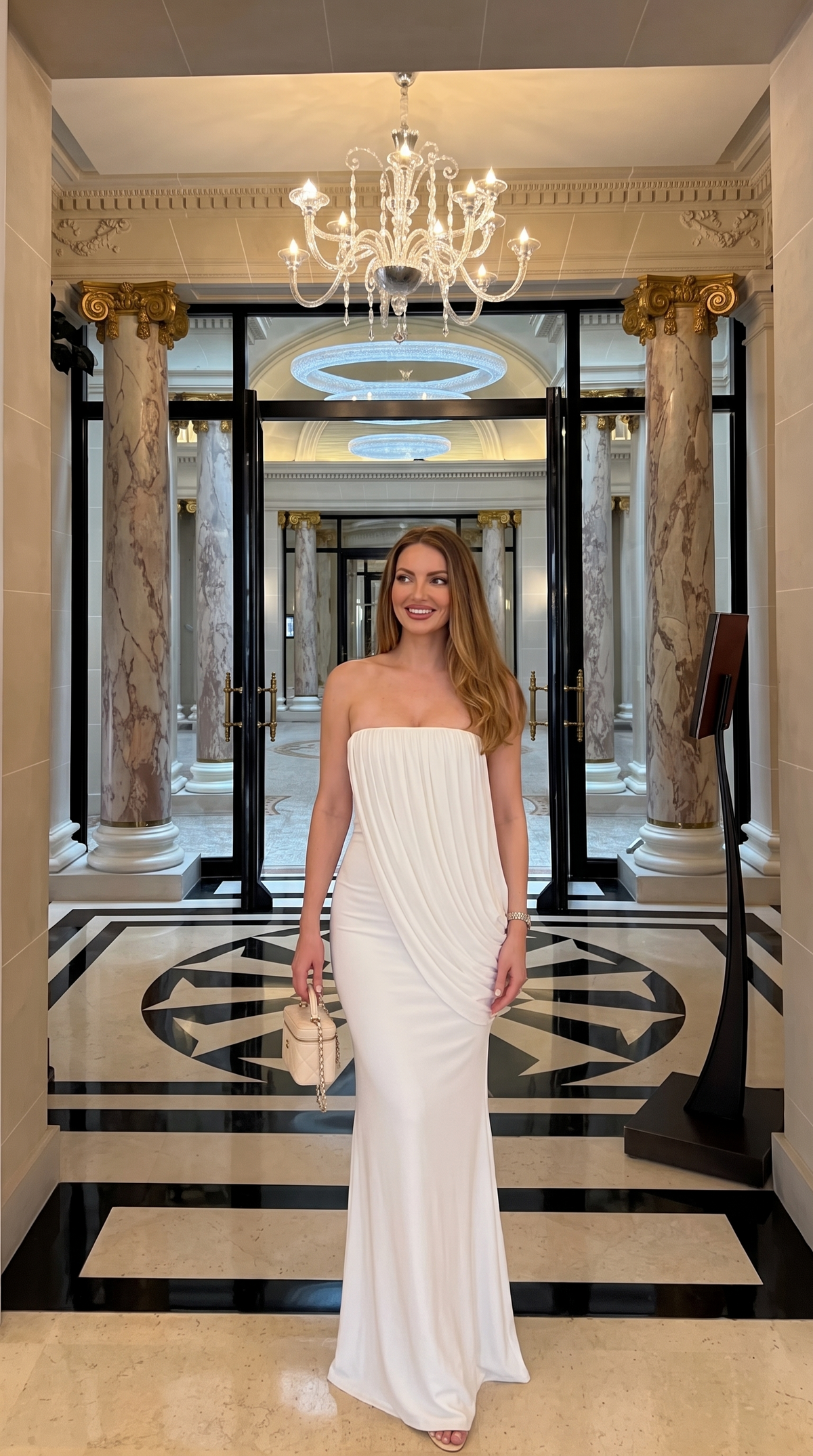 Nadia | Women's Strapless Draped Maxi Hens Party Dress