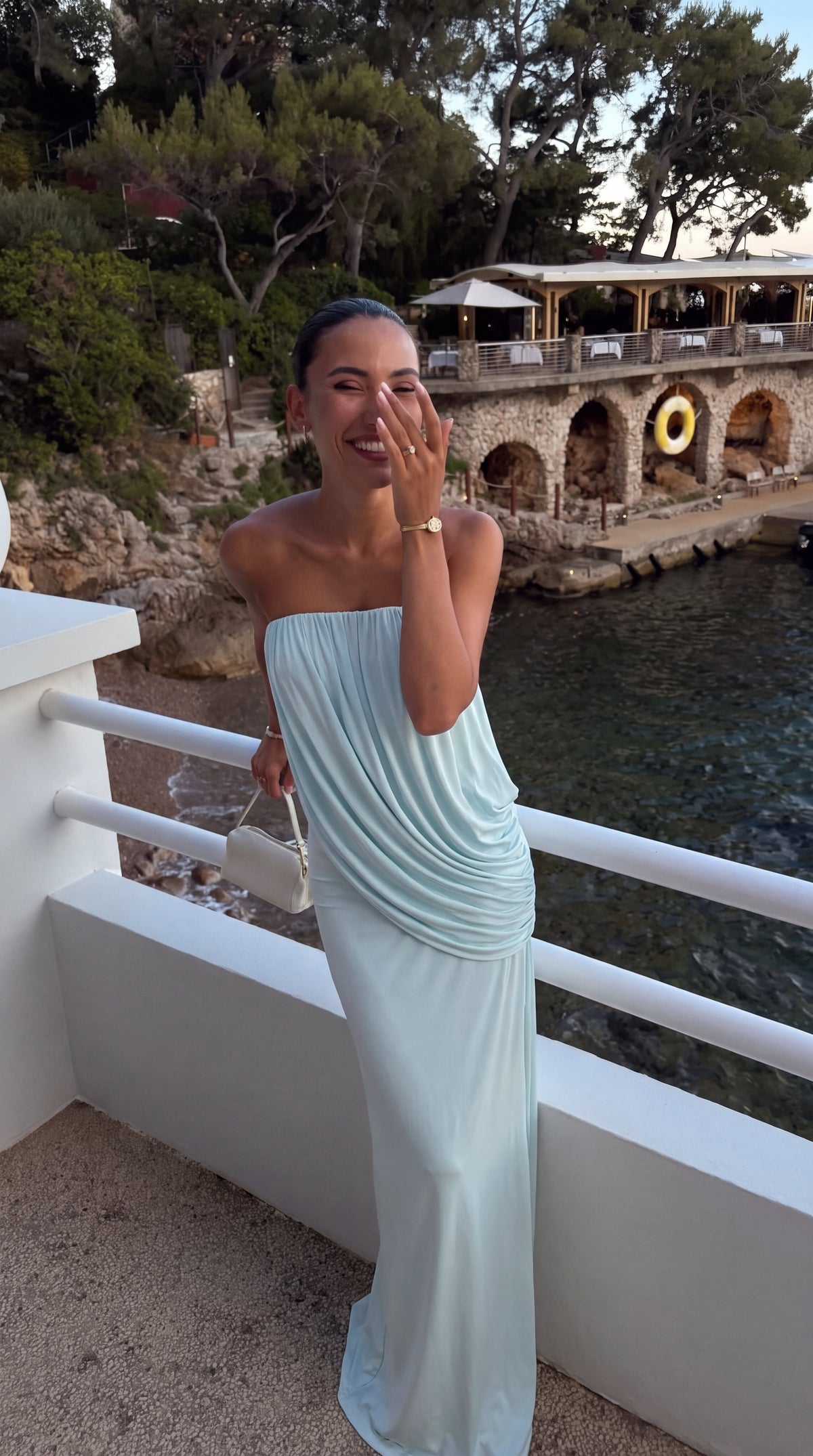 Nadia | Women's Strapless Draped Maxi Hens Party Dress