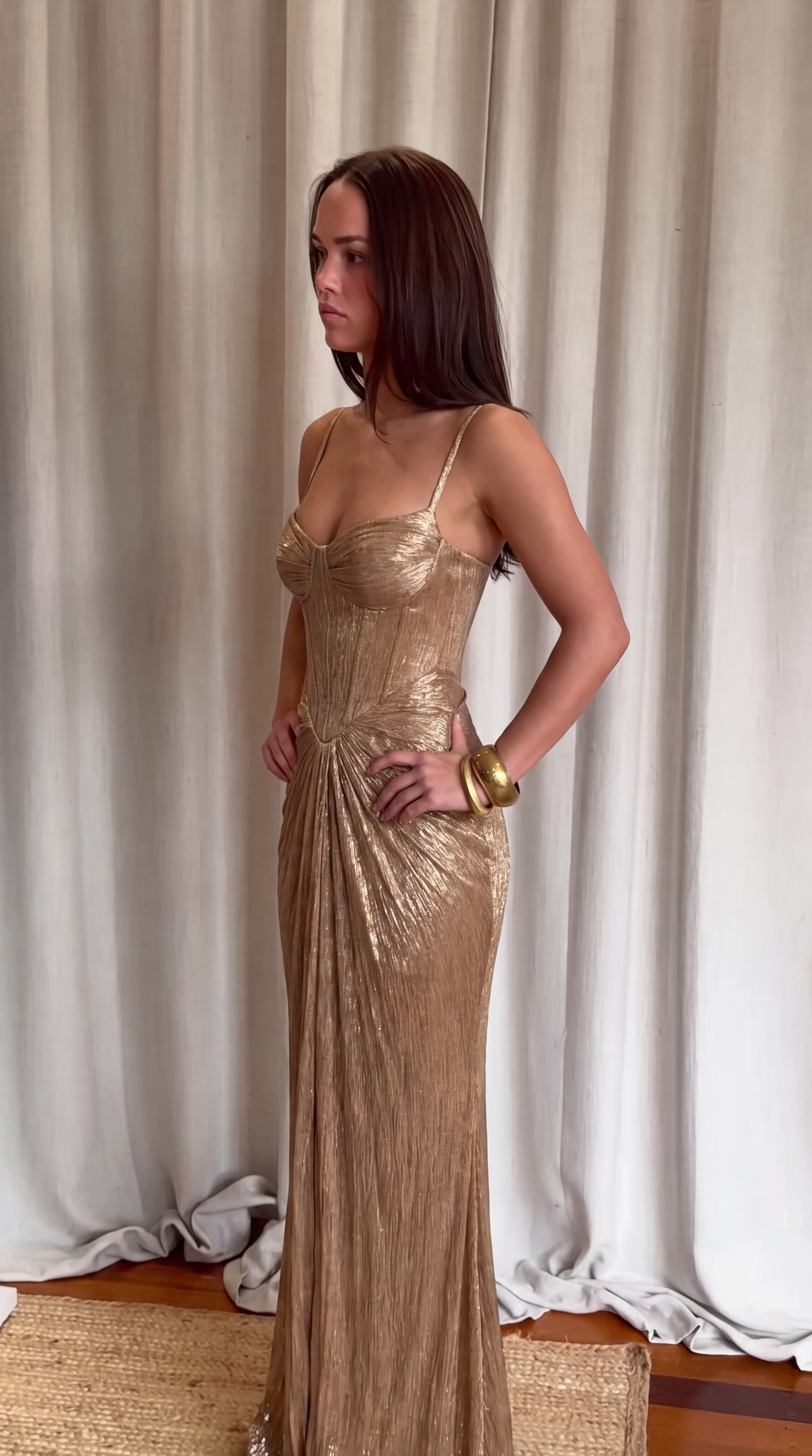 Nerissa | Women's Shimmer Corset Spaghetti Strap Maxi Summer Dress