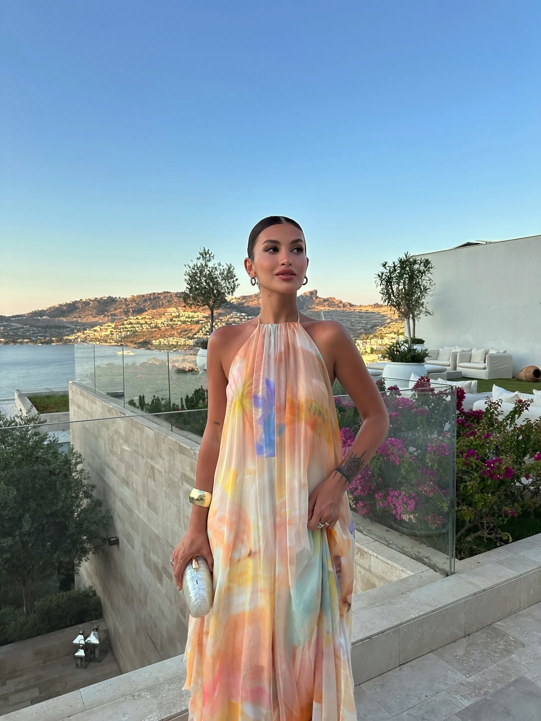 Seraphina | Women's Abstract Print Halter Maxi Summer Wedding Guest Dress