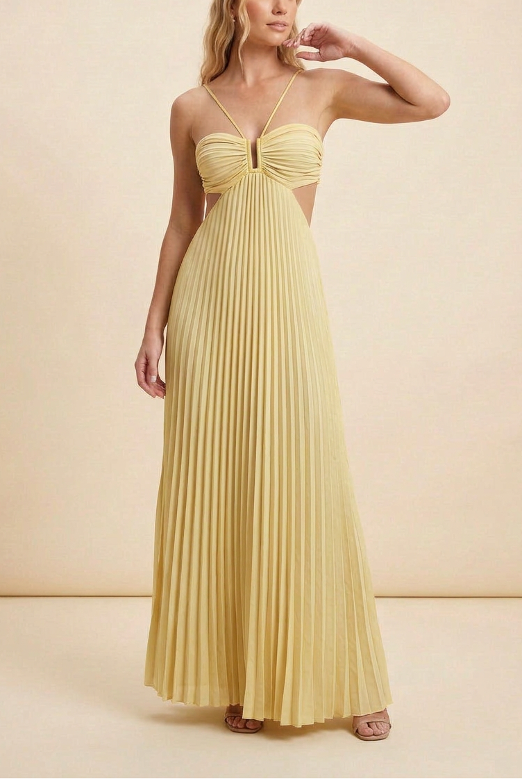 Seraphina | Women's Strappy Pleated Cut-Out Maxi Summer Occasion Dress