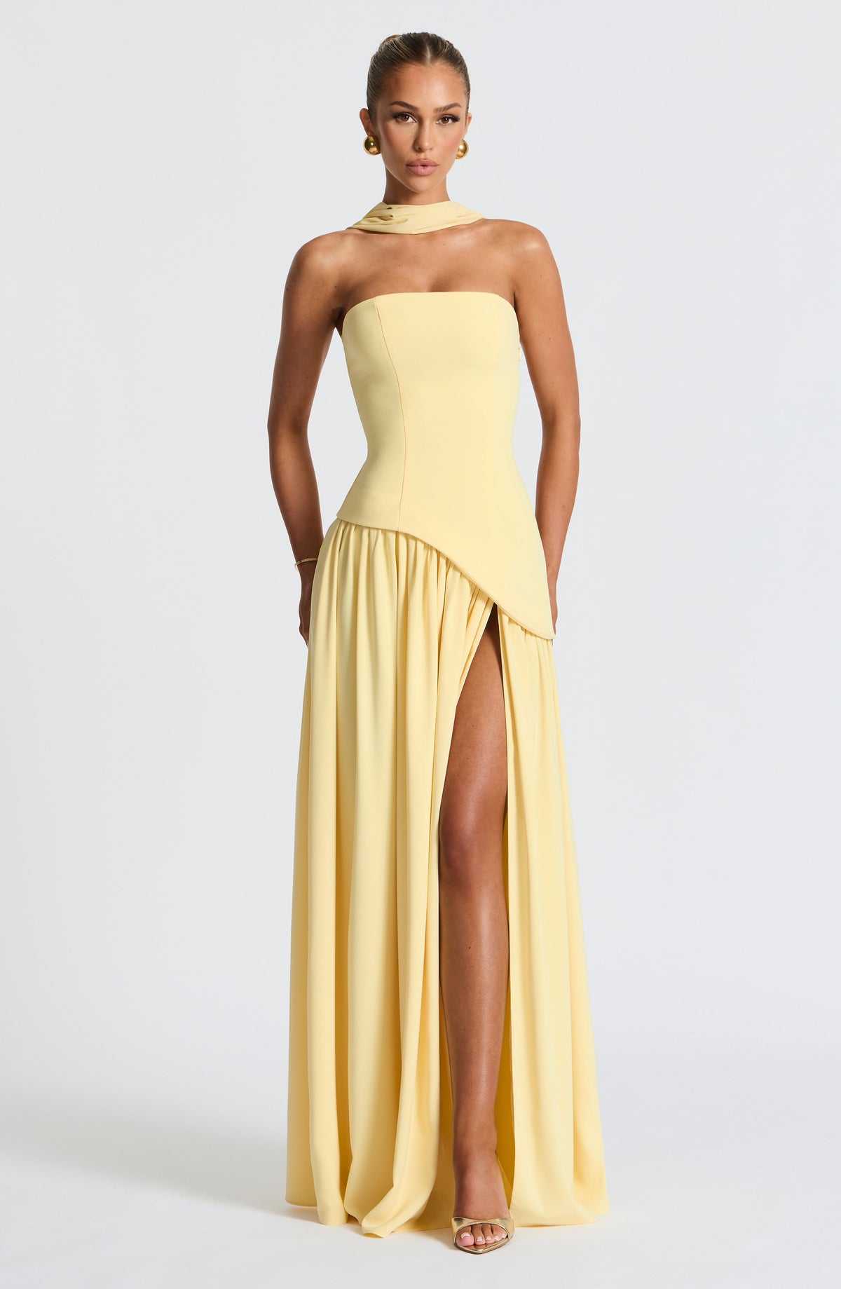 Thalia | Women's Strapless Asymmetric High-Slit Maxi Summer Evening Dress