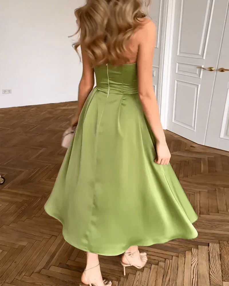 Violetta | Women's Strapless Sweetheart Corset Midi Spring Dress