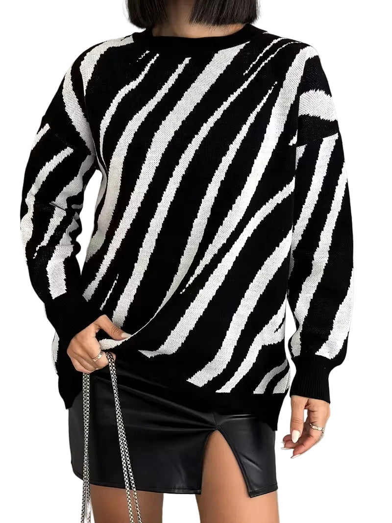 Women's Abstract Stripe Knit Sweater