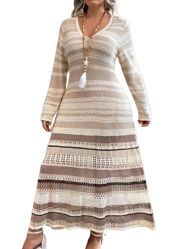 Women's Striped Knit Maxi Dress