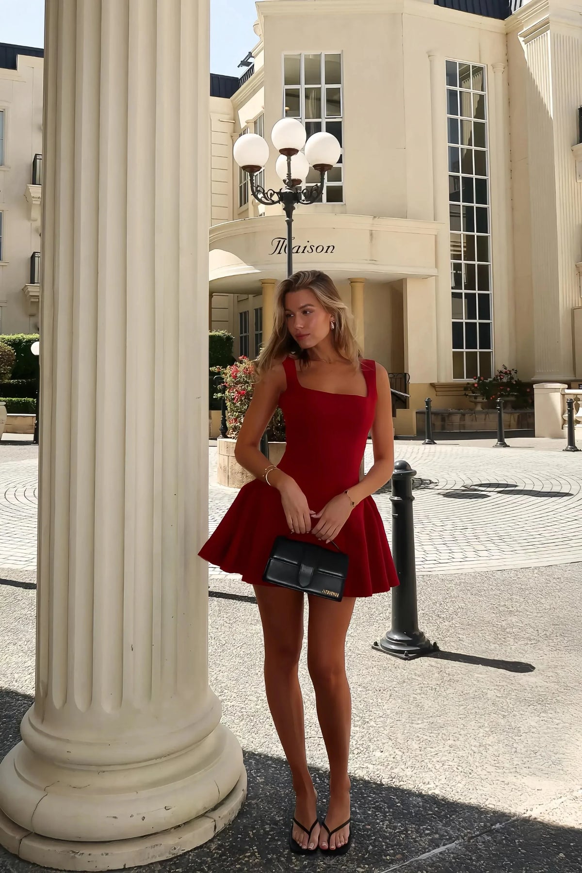 Xanthe | Women's Square Neck Fit and Flare Mini Cocktail Dress