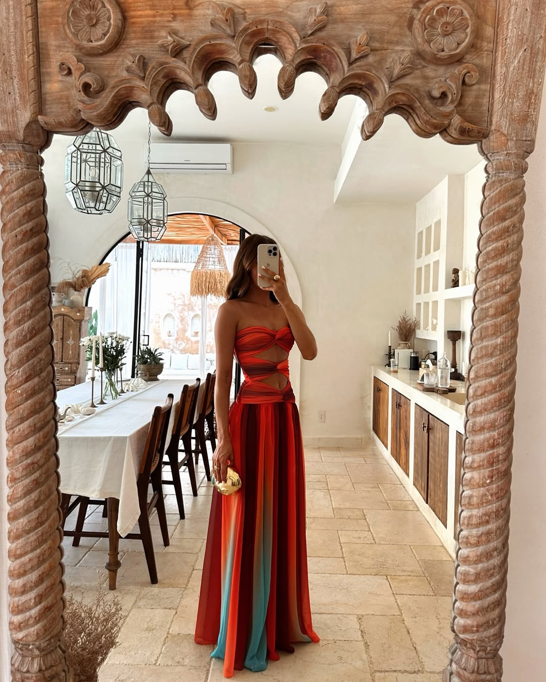 Celestine | Women's Ruched Strapless Cut-Out Maxi Evening Dress