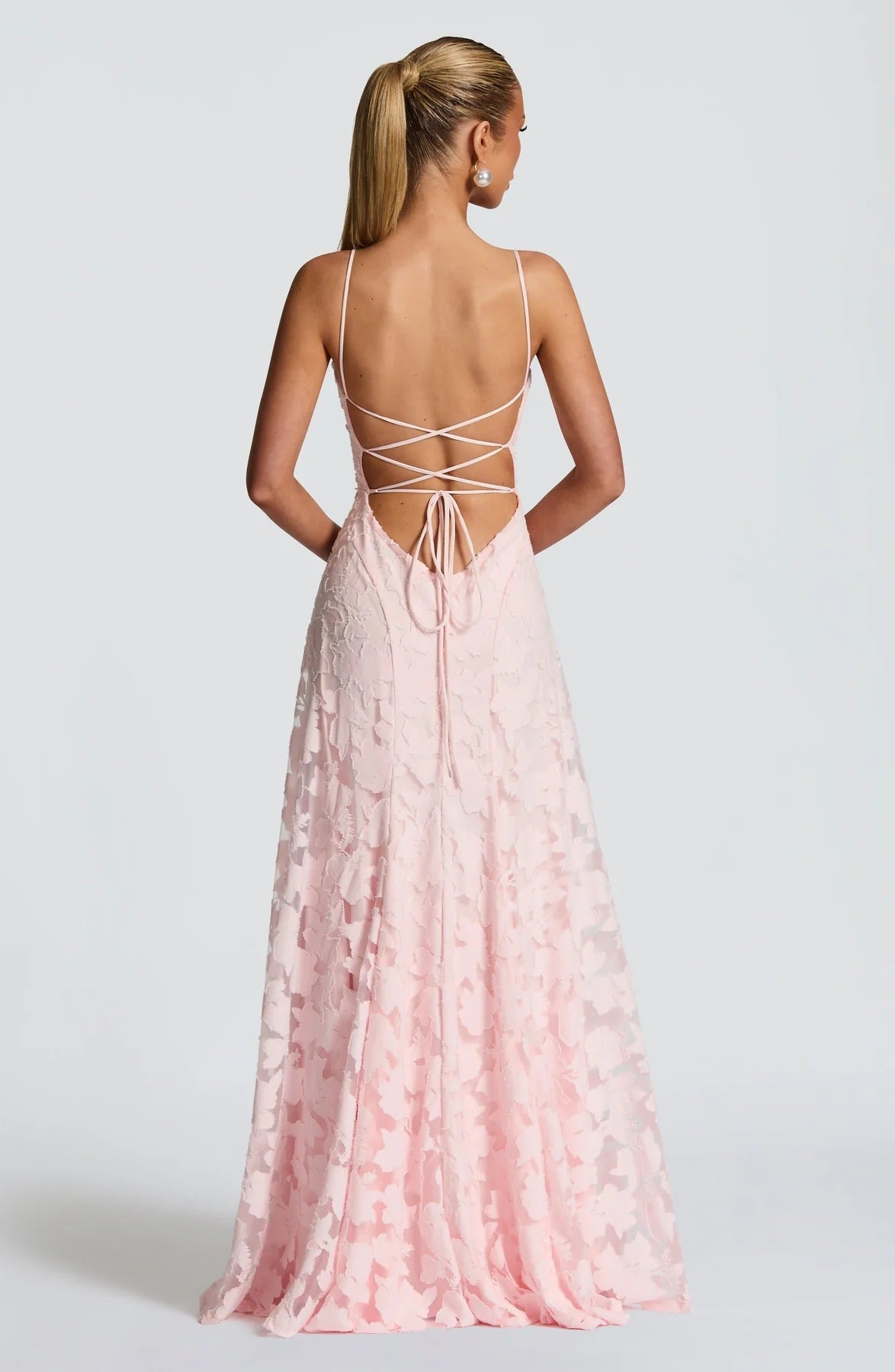 Adelina | Women's Floral Lace Spaghetti Strap Maxi Wedding Guest Dress