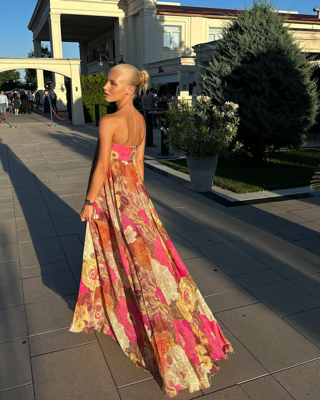 Amaris | Women's Floral Strapless Empire-Waist Maxi Wedding Guest Dress