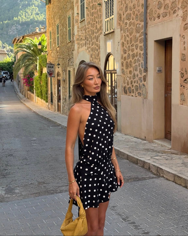 Aveline | Women's Polka Dot Halter Mini Summer Dress