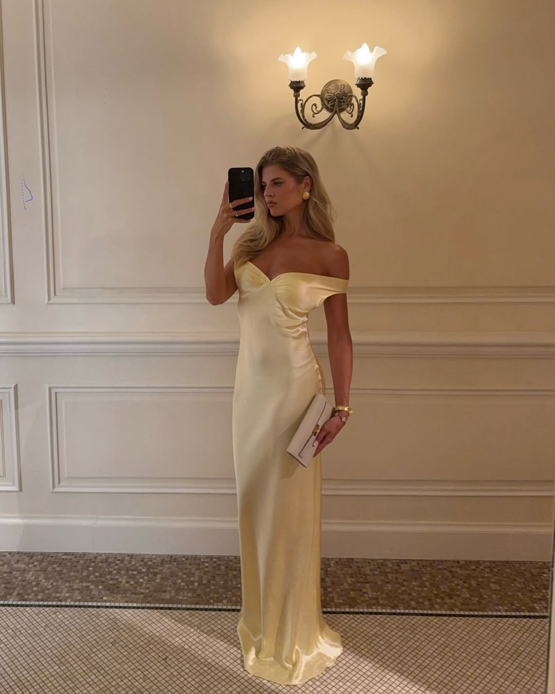 Elara | Women's Off-Shoulder Satin Maxi Wedding Guest Dress