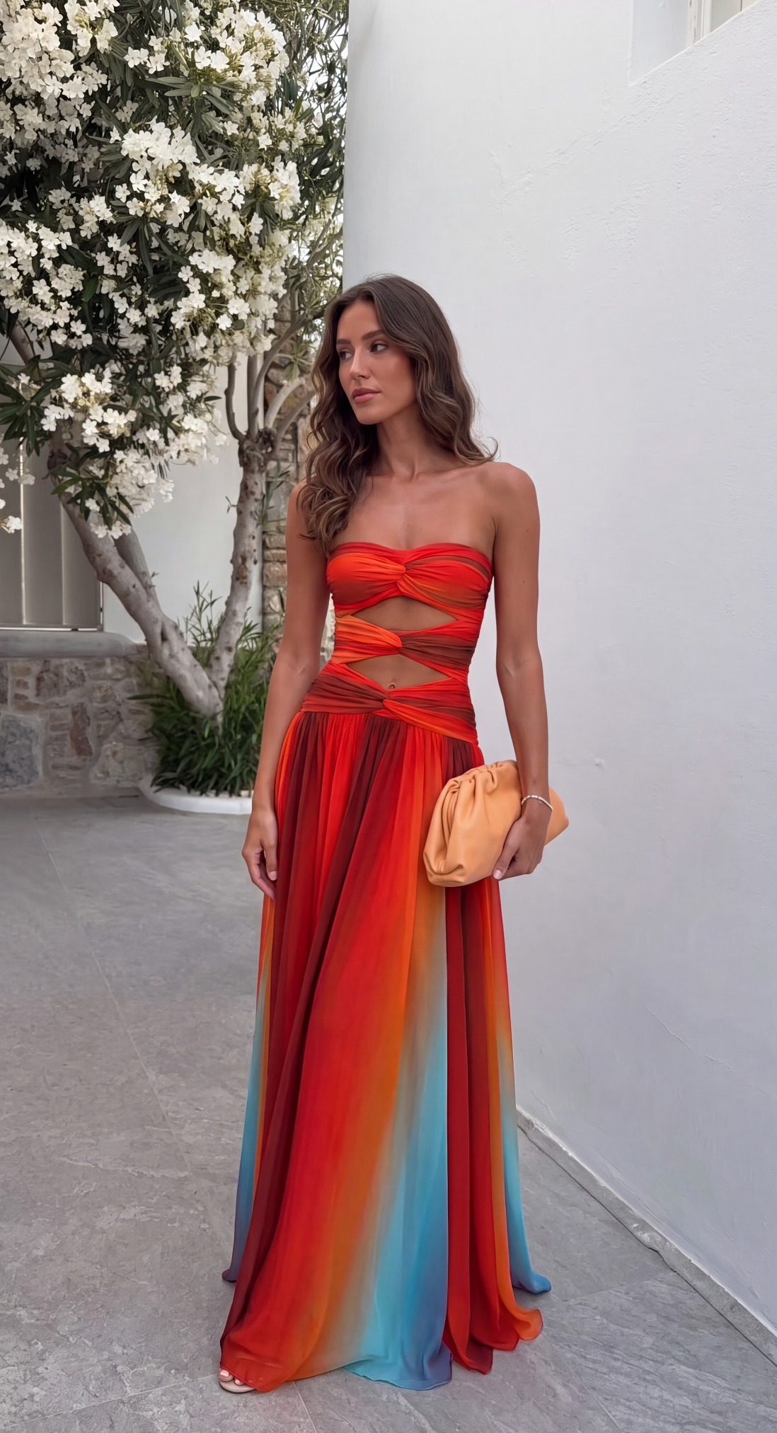 Mireya | Women's Gradient Cut-Out Strapless Maxi Vacation Dress