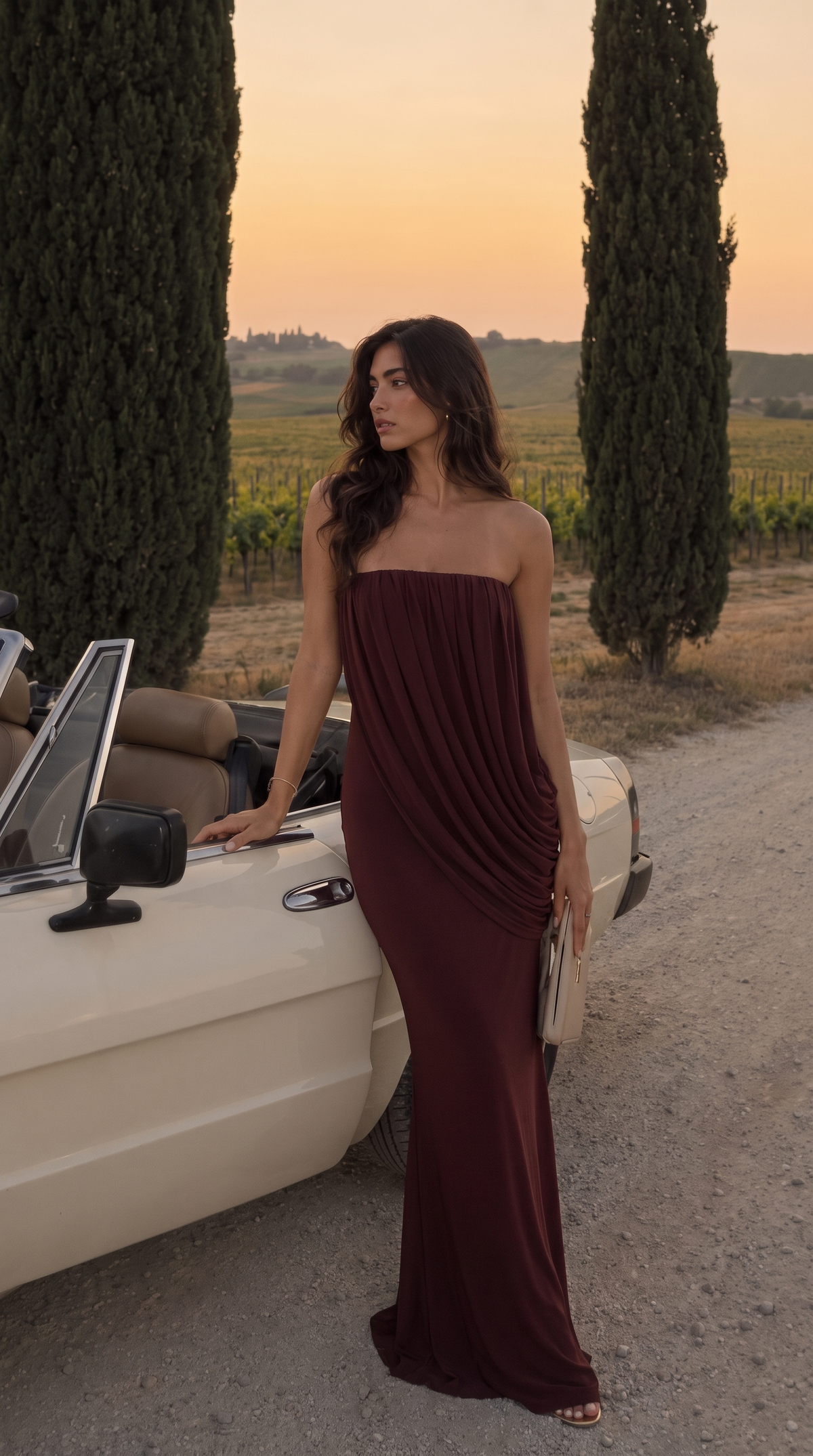 Nadia | Women's Strapless Draped Maxi Hens Party Dress