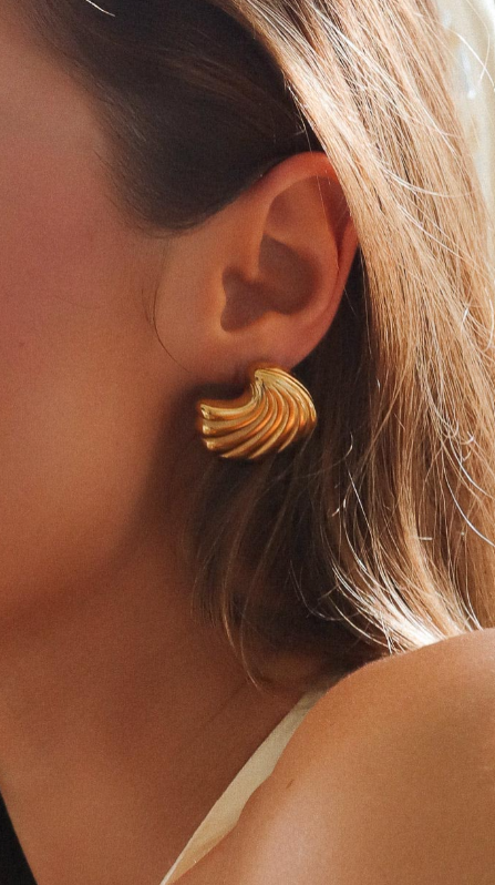 Odette | Women's Sculpted Ribbed Statement Hoop Earrings