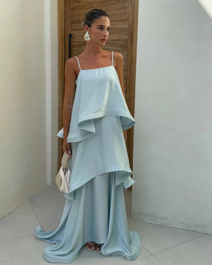 Ottilie | Women's Layered Spaghetti Strap Maxi Summer Occasion Dress
