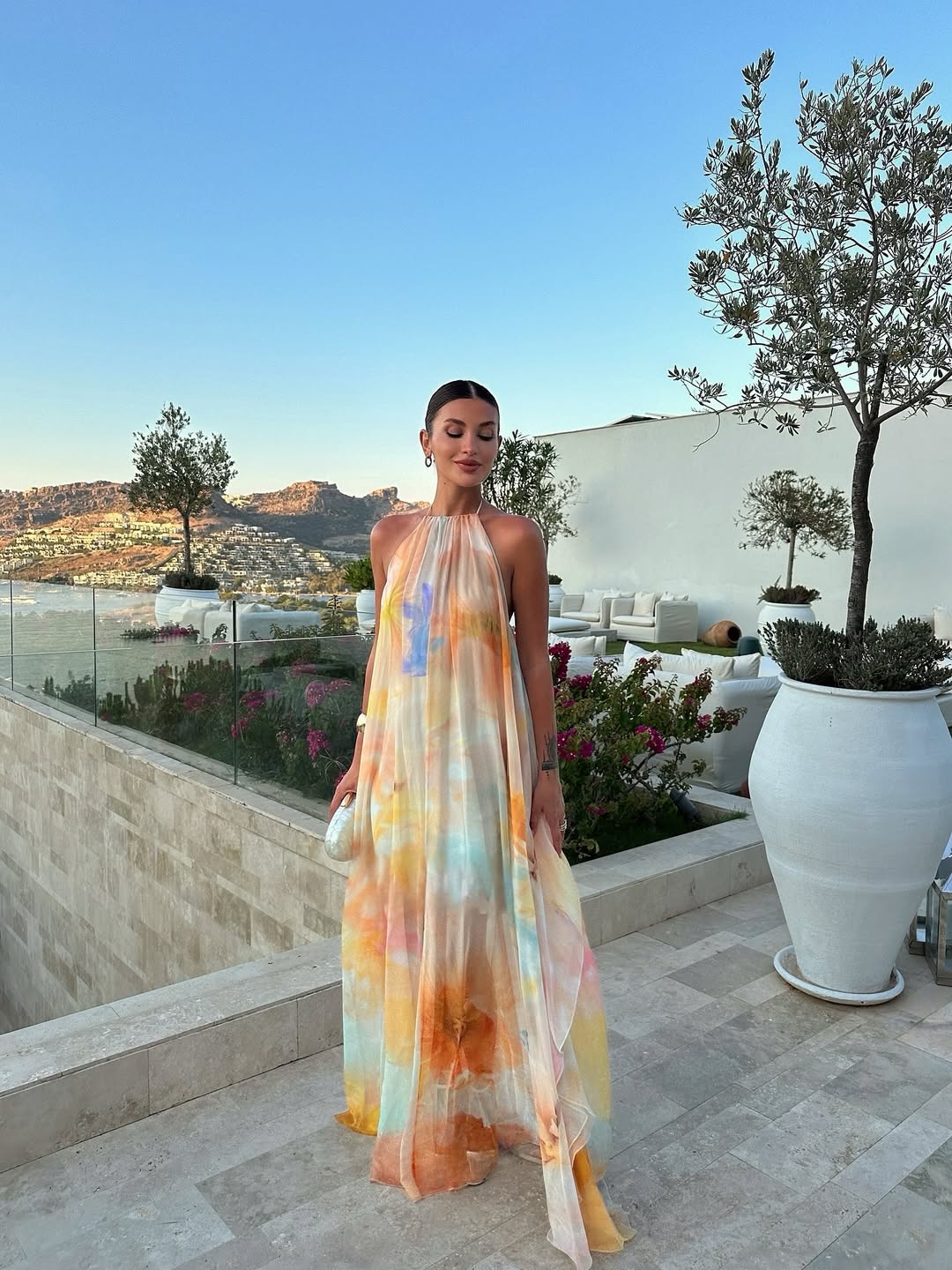 Seraphina | Women's Abstract Print Halter Maxi Summer Wedding Guest Dress