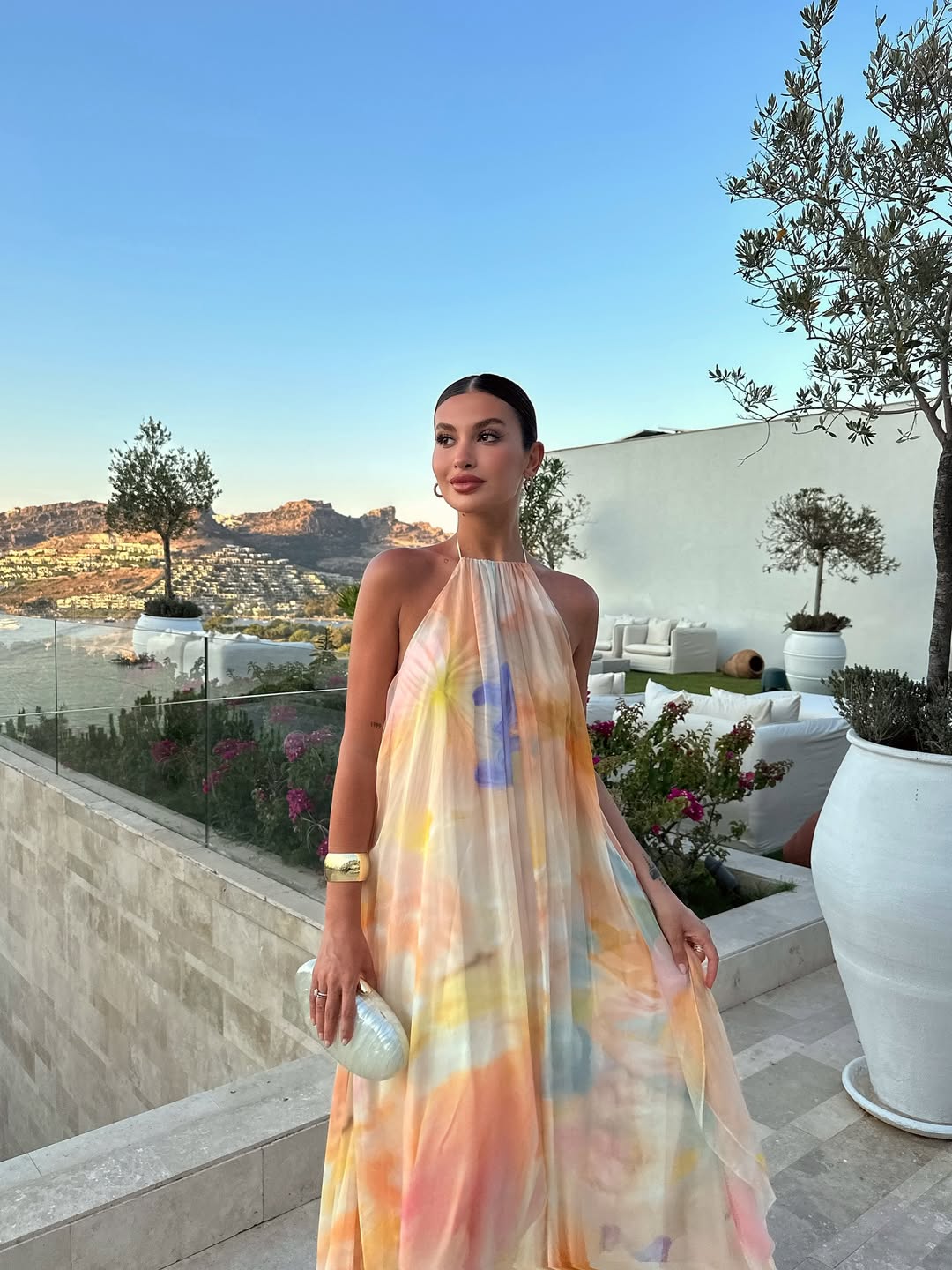 Seraphina | Women's Abstract Print Halter Maxi Summer Wedding Guest Dress