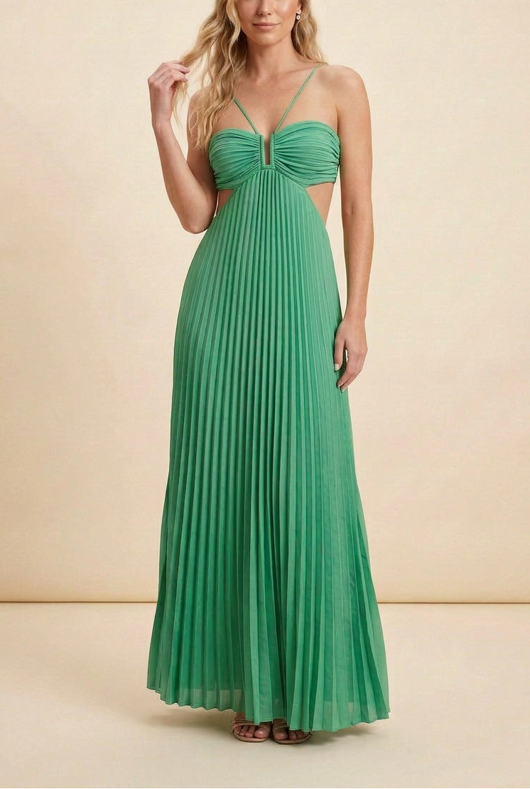 Seraphina | Women's Strappy Pleated Cut-Out Maxi Summer Occasion Dress