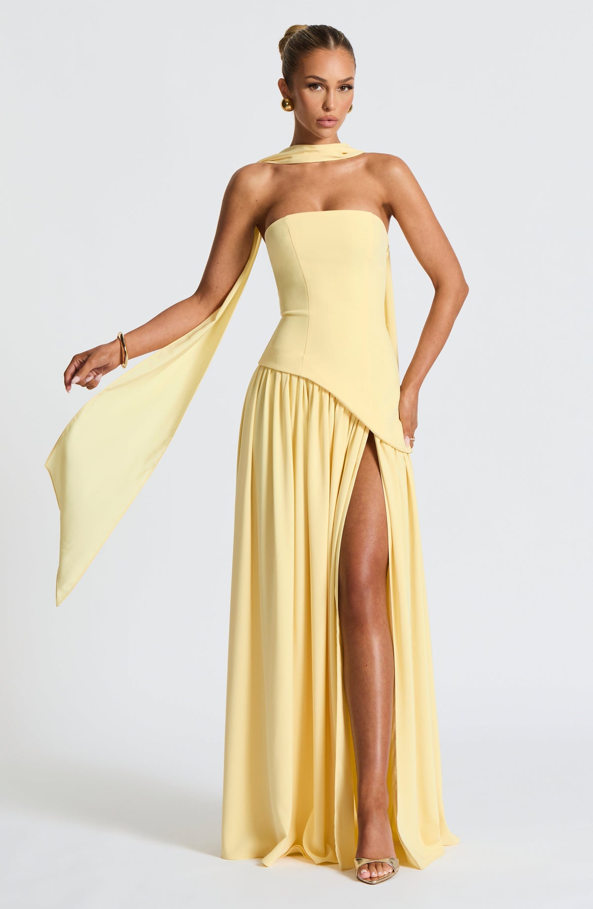 Thalia | Women's Strapless Asymmetric High-Slit Maxi Summer Evening Dress