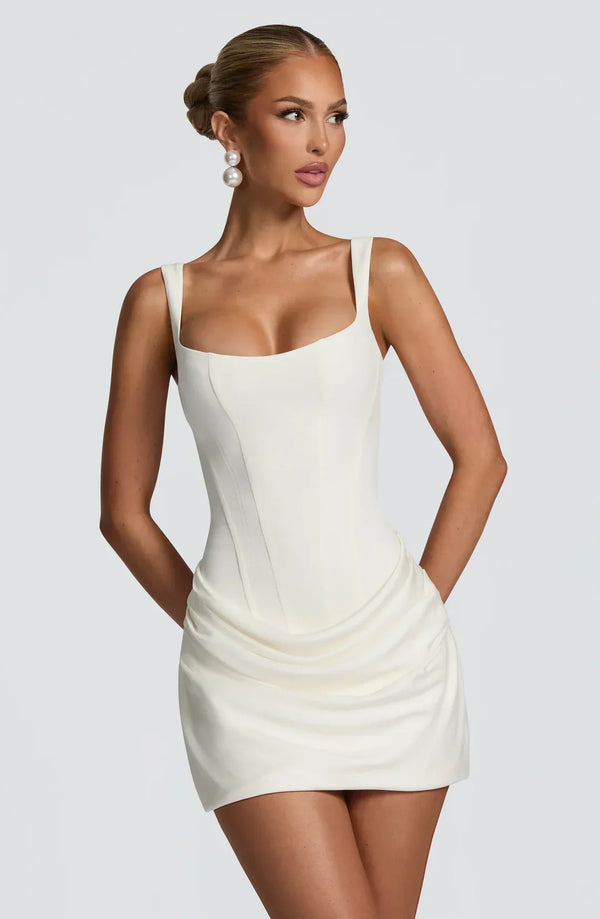 Valencia | Women's Square Neck Ruched Mini Cocktail Party Dress