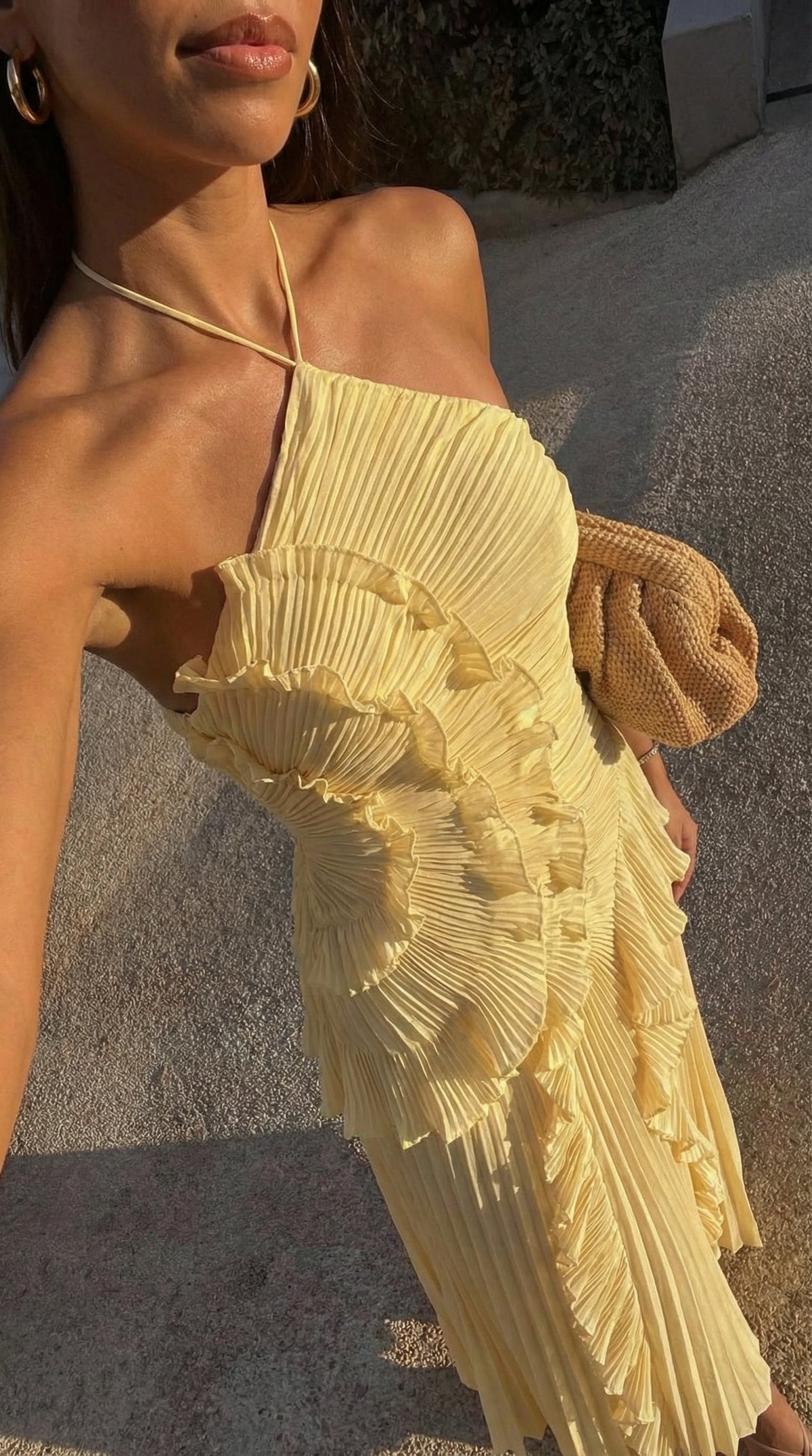 Violetta | Women's Ruffled Ruched Spaghetti Strap Maxi Summer Dress