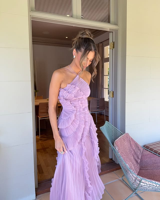 Violetta | Women's Ruffled Ruched Spaghetti Strap Maxi Summer Dress