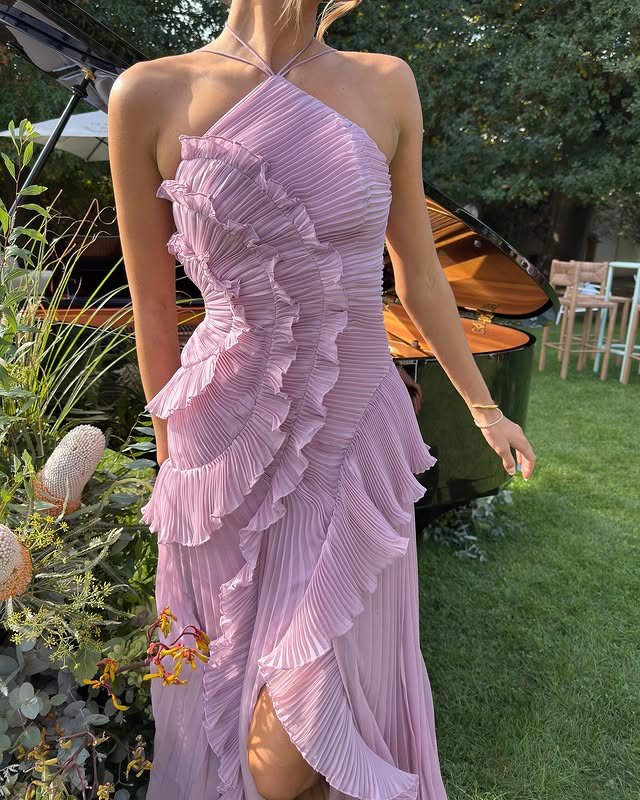 Violetta | Women's Ruffled Ruched Spaghetti Strap Maxi Summer Dress
