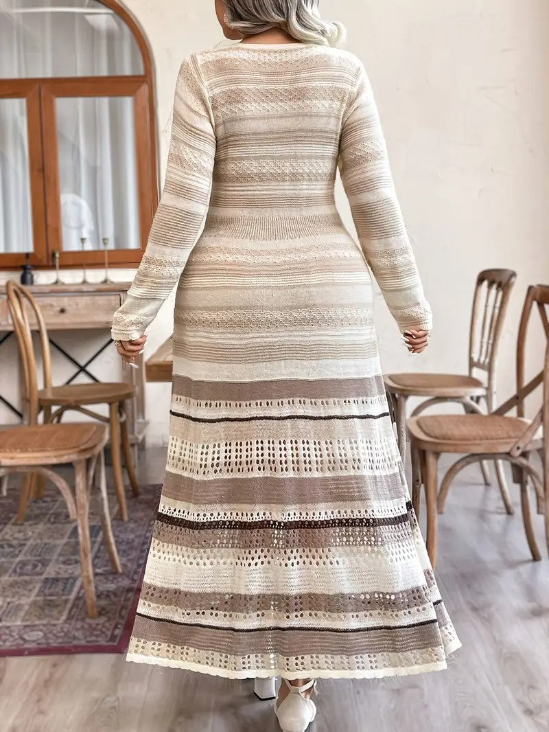 Women's Striped Knit Maxi Dress
