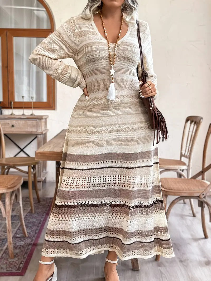 Women's Striped Knit Maxi Dress