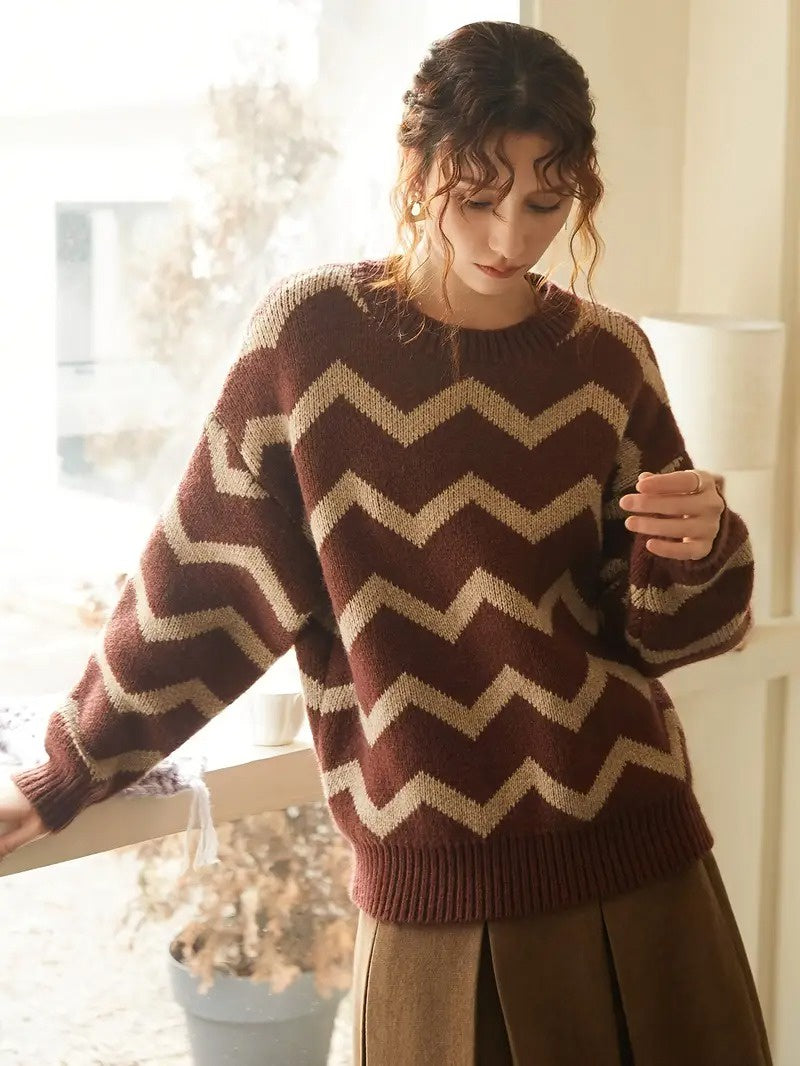 Women's Sweater with Zig Zag Pattern