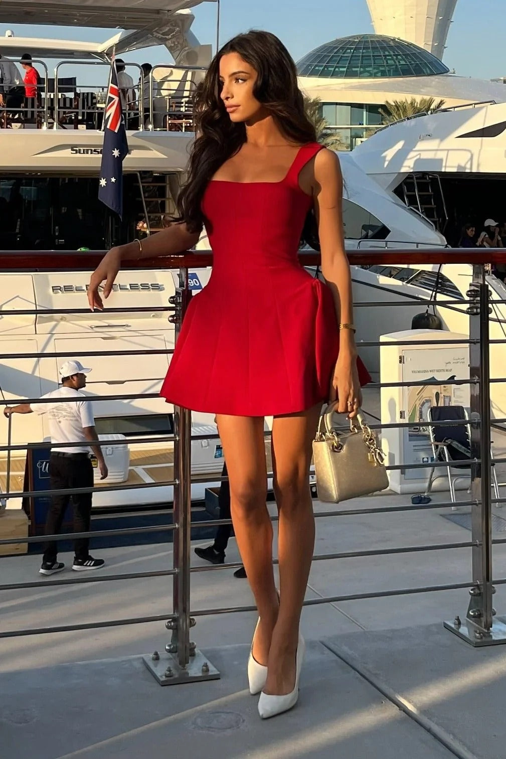 Xanthe | Women's Square Neck Fit and Flare Mini Cocktail Dress